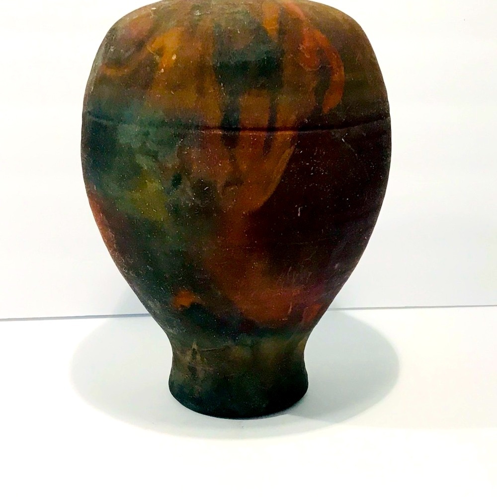 Vintage Roku Art Pottery by Bruce Johnson Matte Glazed Vase 12” Signed